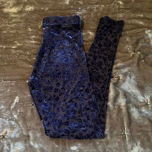 Rare blackmilk blue, mesh and velvet floral leggings M